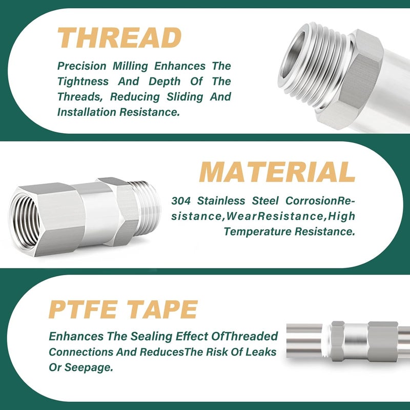 Goraguchi صمام فحص ذكر 3/8" NPT من الفولاذ المقاوم للصدأ 1 قطعة x صمام فحص أنثى 3/8" NPT، صمامات فحص غير قابلة للعودة، منع التدفق العكسي للوقود/الهواء/السائل/الزيت/الغاز - Image 4